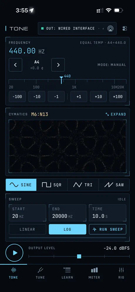 OCTAV Tone Generator with cymatics